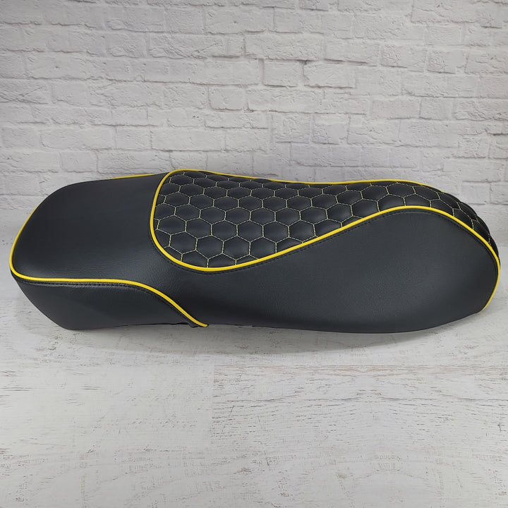Vespa GTS 250 / 300 HEXAGON / Honeycomb with piping Seat Cover Handmade in the USA