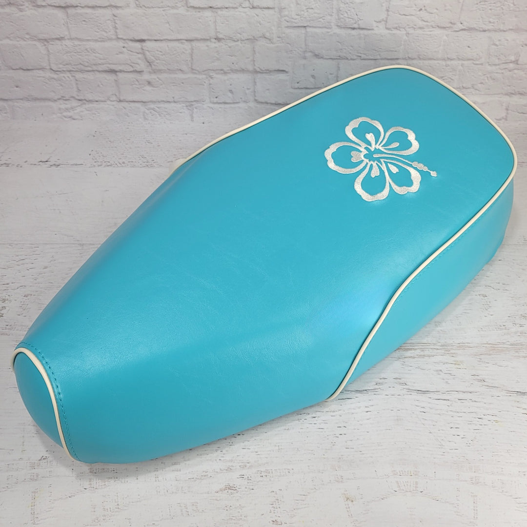 Genuine Buddy Kick Seat Cover Turquoise Blue with Hibiscus