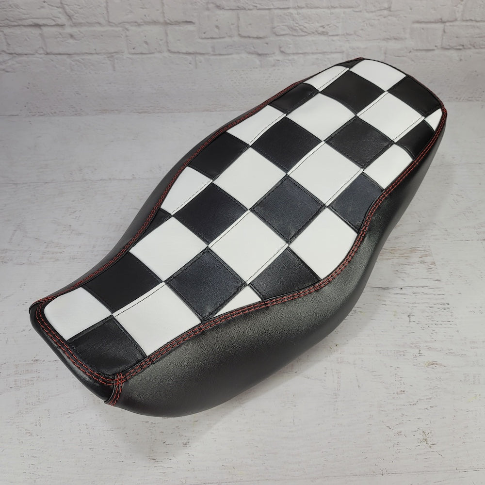 Honda Grom CHECKERS Seat Cover Black and White FLAT- No Padding