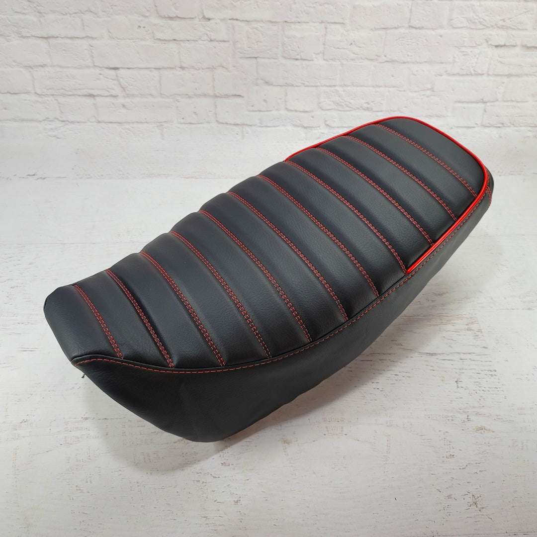 READY TO SHIP! 2022 - 2024 Honda Grom Tuck and Roll Seat Cover with Red Piping