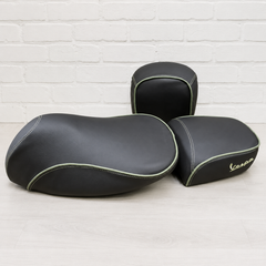 Vespa GTV 3 piece seat cover set with  green piping
