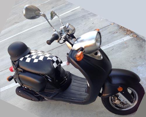 Yamaha Vino 125 Checkers Black and White Seat Cover Made in the USA!